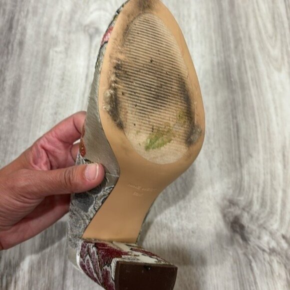 Nine West embroidered  floral print round toe block heel shoes 8.5 - Picture 4 of 6